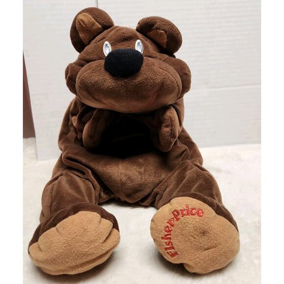 Fisher Price 1993 Brown Rumple Bear Floppy Plush Soft Happy Stuffed Animal Vtg - Picture 1 of 7